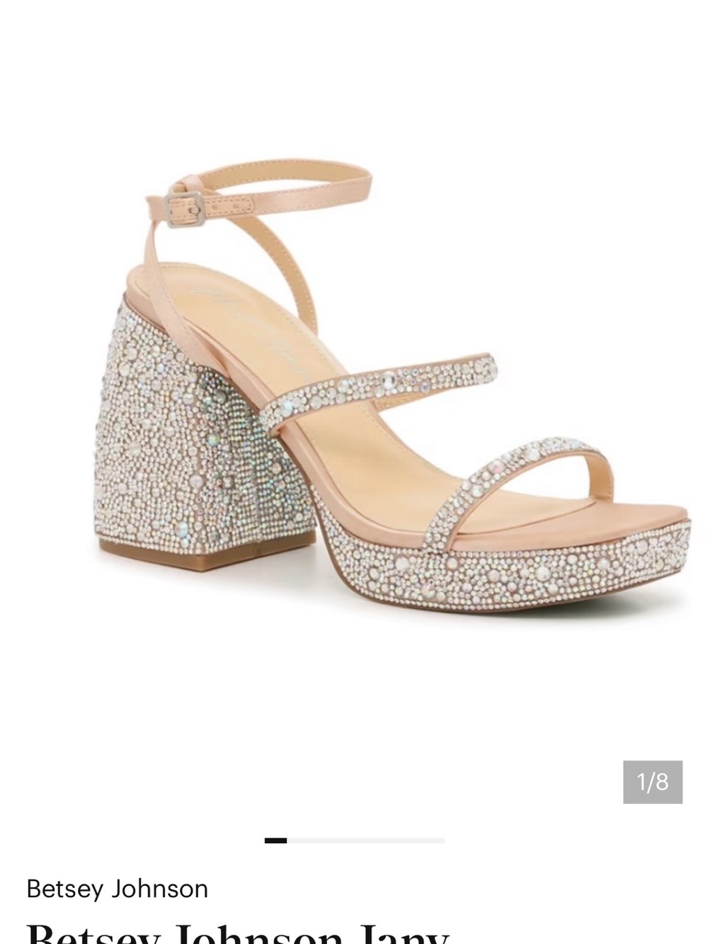 Betsey Johnson Pink Crystal Platform Block Heel Sandals